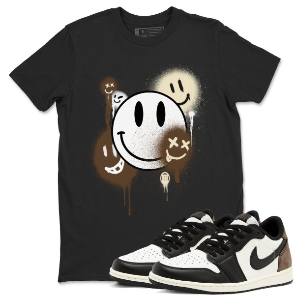 Smile Painting Sneaker T Shirt Unisex Cotton Sneaker Shirts To Match Jordans AJ1 Low Mocha Jezsport.com