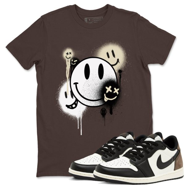 Smile Painting Sneaker T Shirt Unisex Cotton Sneaker Shirts To Match Jordans AJ1 Low Mocha Jezsport.com