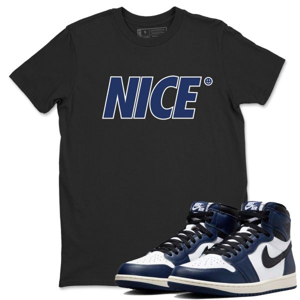 Nice Smile Sneaker T Shirt Unisex Cotton Sneaker Shirts To Match Jordans AJ1 High OG Midnight Navy Jezsport.com