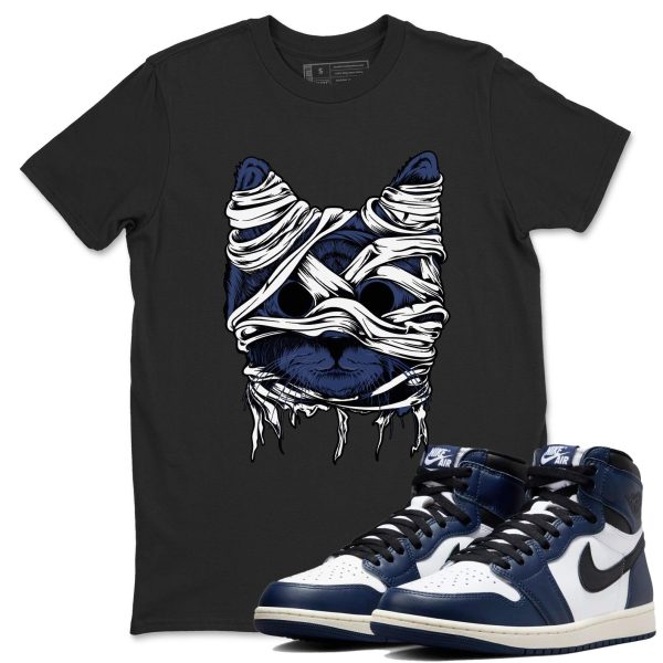 Cat Mummy Sneaker T Shirt Unisex Sneaker Shirts To Match Jordans AJ1 High OG Midnight Navy Jezsport.com