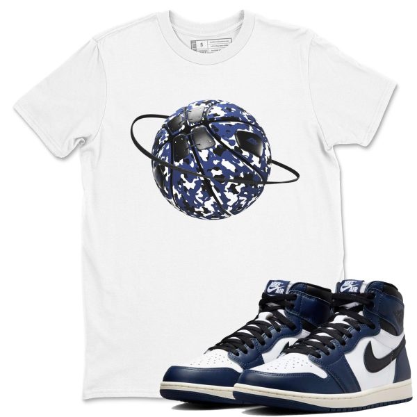 Camo Basketball Planet Sneaker T Shirts To Match Jordans AJ1 High OG Midnight Navy Jezsport.com