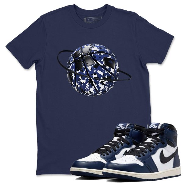 Camo Basketball Planet Sneaker T Shirts To Match Jordans AJ1 High OG Midnight Navy Jezsport.com