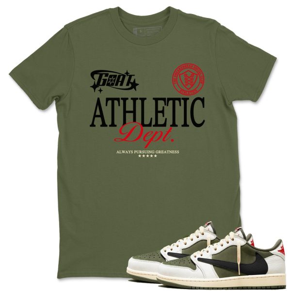 Goat Athletic Dept Sneaker T Shirts To Match Jordans 1s Travis Medium Olive Jezsport.com