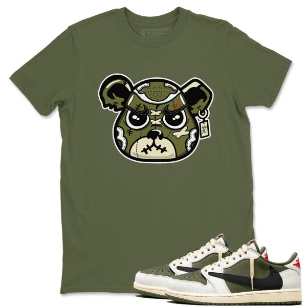 Sneaker Bear Face Unisex Shirts To Match Jordans 1s Travis x Medium Olive Jezsport.com