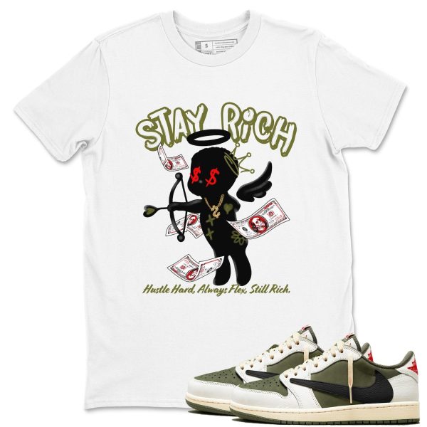 Stay Rich Sneaker T Shirt Unisex Cotton Sneaker Shirts To Match Jordans AJ1 Travis Medium Olive Jezsport.com