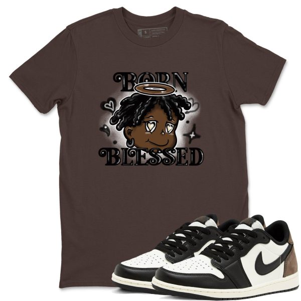 Born Blessed Sneaker T ShirtUnisex Cotton Sneaker Shirts To Match Jordans AJ1 Low Mocha Jezsport.com