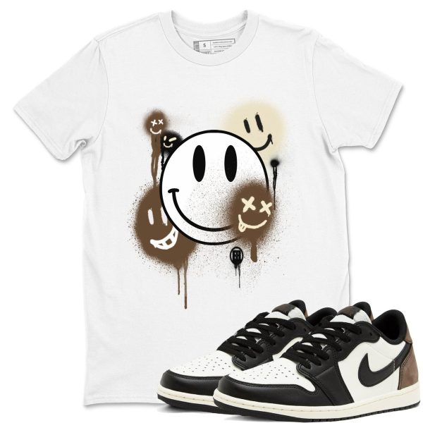 Smile Painting Sneaker T Shirt Unisex Cotton Sneaker Shirts To Match Jordans AJ1 Low Mocha Jezsport.com