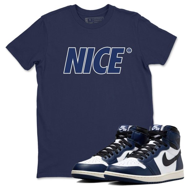 Nice Smile Sneaker T Shirt Unisex Cotton Sneaker Shirts To Match Jordans AJ1 High OG Midnight Navy Jezsport.com