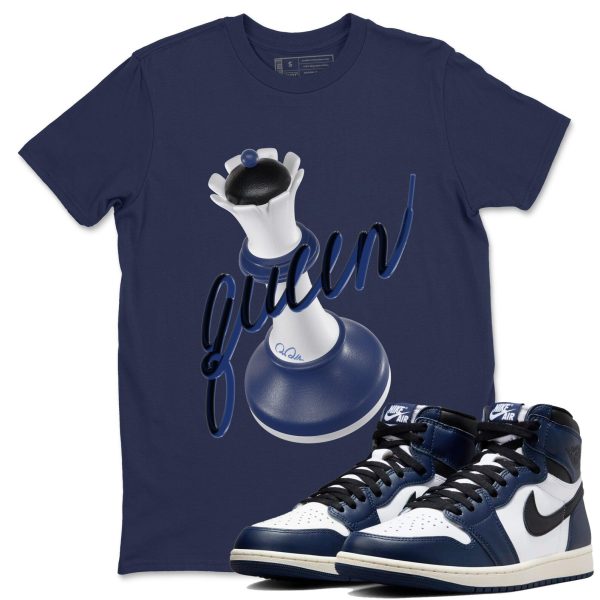 3D Queen SneakerT Shirts To Match Jordans AJ1 High OG Midnight Navy Jezsport.com