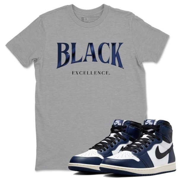 Black Excellence Sneaker T Shirts To Match Jordans AJ1 High OG Midnight Navy Jezsport.com