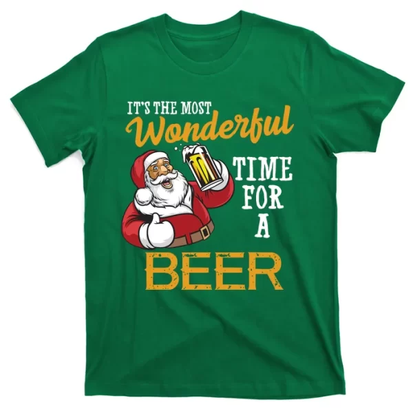 It's The Most Wonderful Time For A Beer Funny Santa Christmas T ShirtFor Men, Christmas Shirt For Girl Jezsport.com