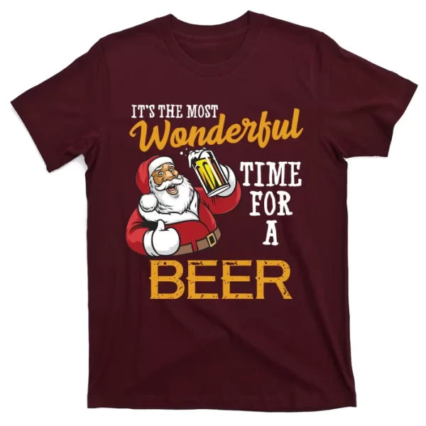 It's The Most Wonderful Time For A Beer Funny Santa Christmas T ShirtFor Men, Christmas Shirt For Girl Jezsport.com