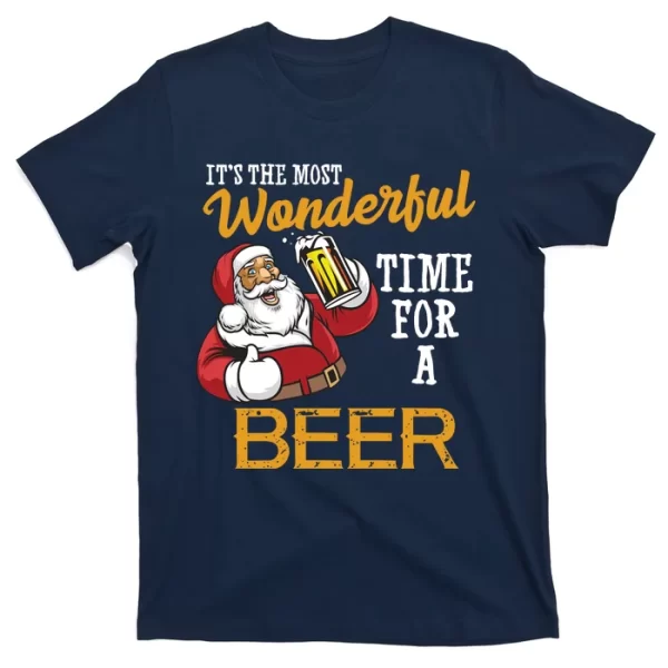 It's The Most Wonderful Time For A Beer Funny Santa Christmas T ShirtFor Men, Christmas Shirt For Girl Jezsport.com