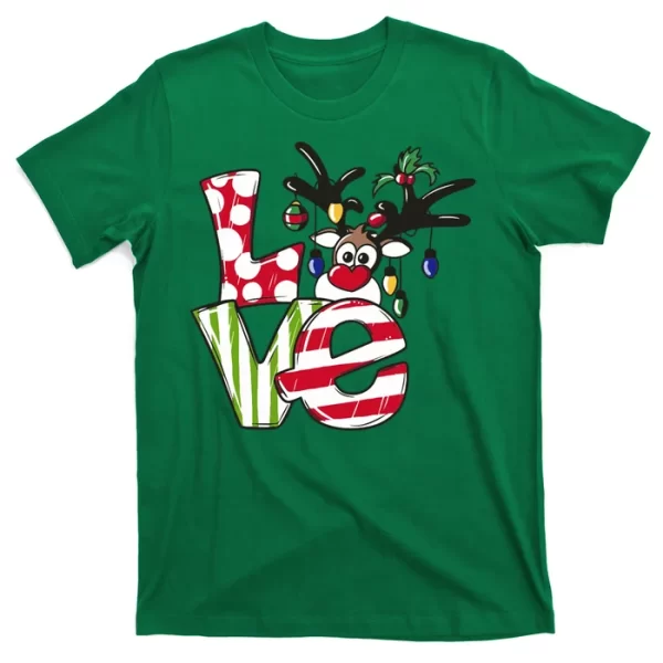 Love Christmas Cute Reindeer T Shirt For Men, Christmas Shirt For Girl Jezsport.com