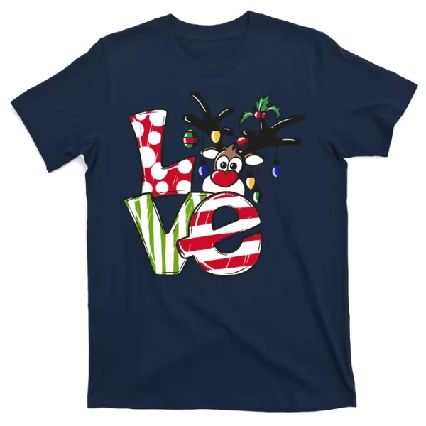 Love Christmas Cute Reindeer T Shirt For Men, Christmas Shirt For Girl Jezsport.com