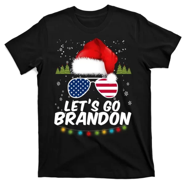 Let's Go Brandon Santa Claus USA Christmas Shades T ShirtFor Men, Christmas Shirt For Girl Jezsport.com