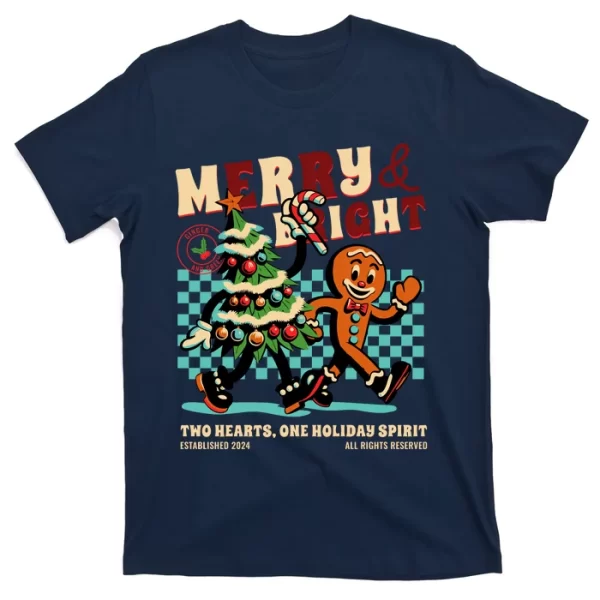 Merry & Bright Christmas T Shirt For Men, Christmas Shirt For Girl Jezsport.com