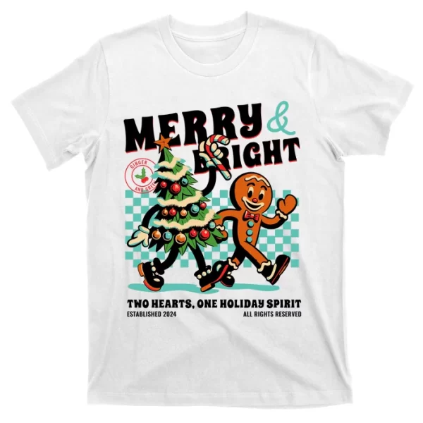 Merry & Bright Christmas T Shirt For Men, Christmas Shirt For Girl Jezsport.com