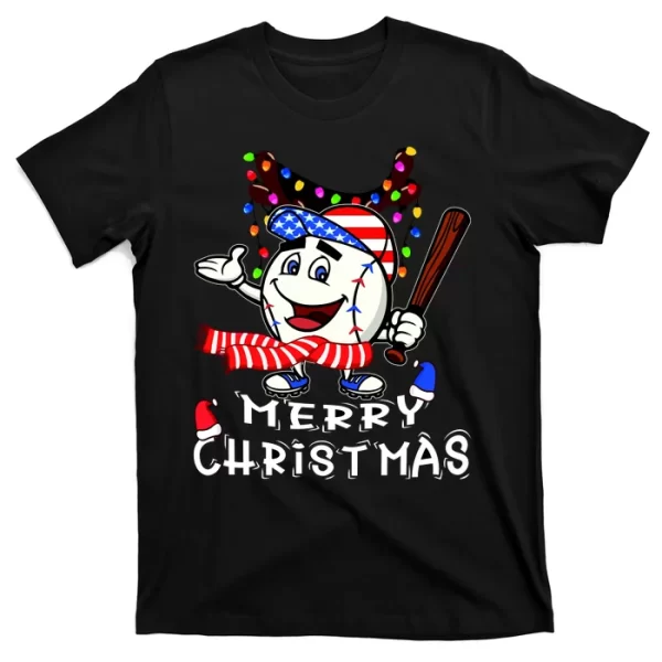 Merry Christmas Baseball Player T Shirt For Men, Christmas Shirt For Girl Jezsport.com