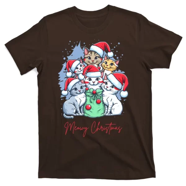 Meowy Christmas Cat Lover Holiday T Shirt For Men, Christmas Shirt For Girl Jezsport.com