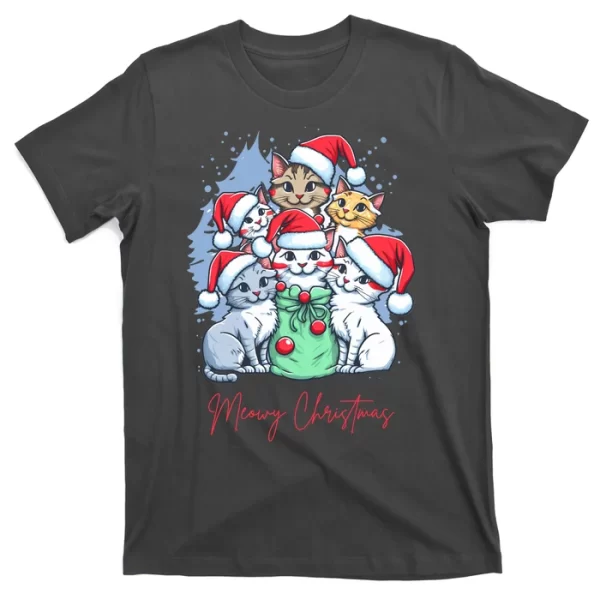 Meowy Christmas Cat Lover Holiday T Shirt For Men, Christmas Shirt For Girl Jezsport.com