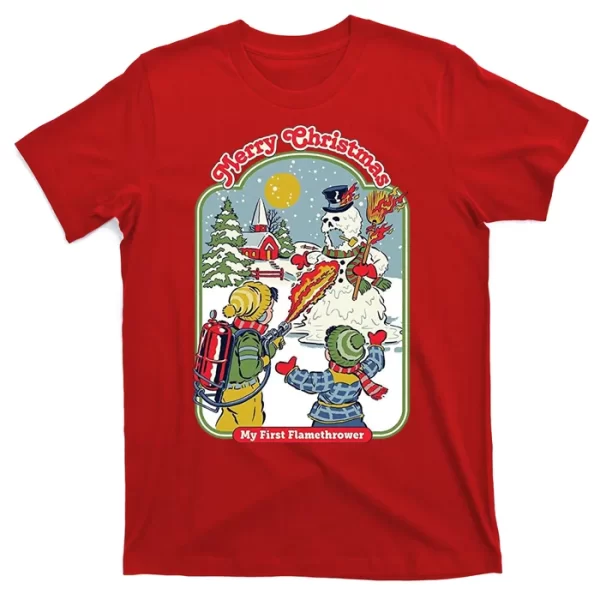 Merry Christmas My First Flamethrower T Shirt For Men, Christmas Shirt For Girl Jezsport.com