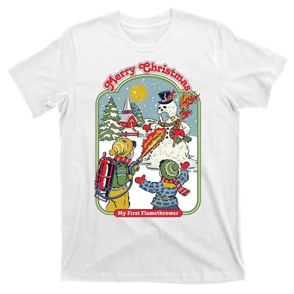 Merry Christmas My First Flamethrower T Shirt For Men, Christmas Shirt For Girl Jezsport.com