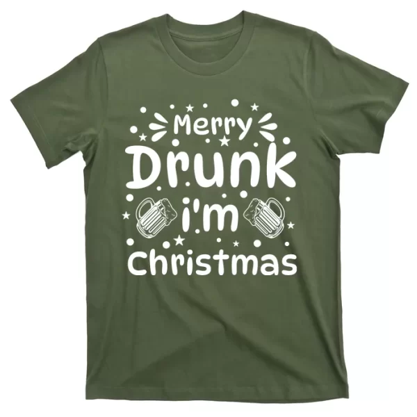 Merry Drunk I'm Christmas Funny Holiday T Shirt For Men, Christmas Shirt For Girl Jezsport.com