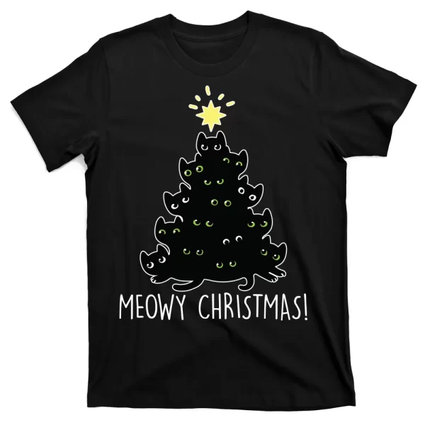 Meowy Christmas T Shirt For Men, Christmas Shirt For Girl Jezsport.com