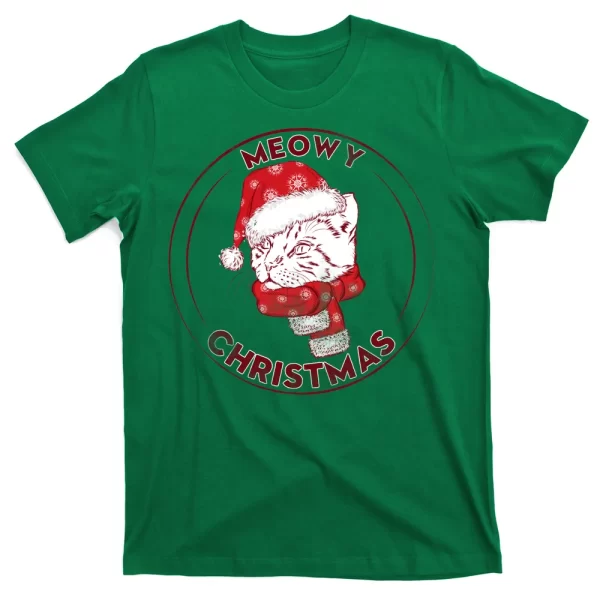 Meowy Christmas Emblem T Shirt For Men, Christmas Shirt For Girl Jezsport.com