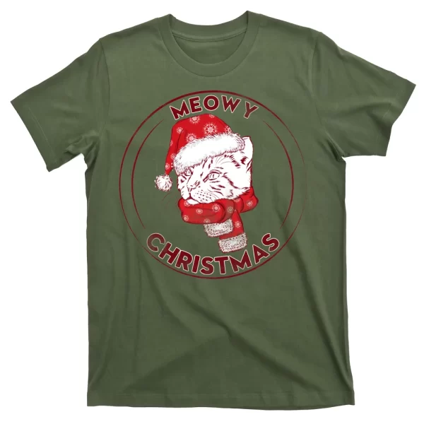 Meowy Christmas Emblem T Shirt For Men, Christmas Shirt For Girl Jezsport.com