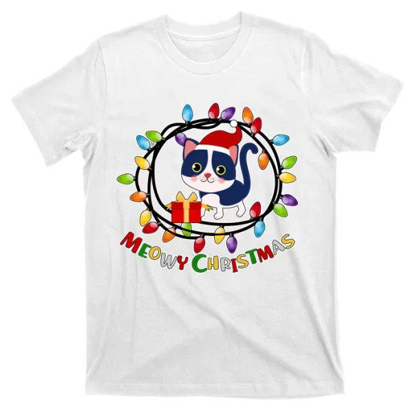 Meowy Christmas Kitty T Shirt For Men, Christmas Shirt For Girl Jezsport.com