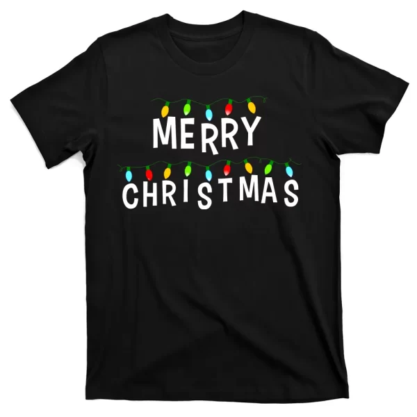 Merry Christmas Lights T Shirt For Men, Christmas Shirt For Girl Jezsport.com