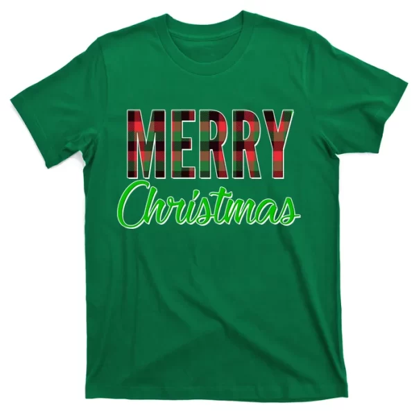 Merry Christmas Plaid T Shirt For Men, Christmas Shirt For Girl Jezsport.com