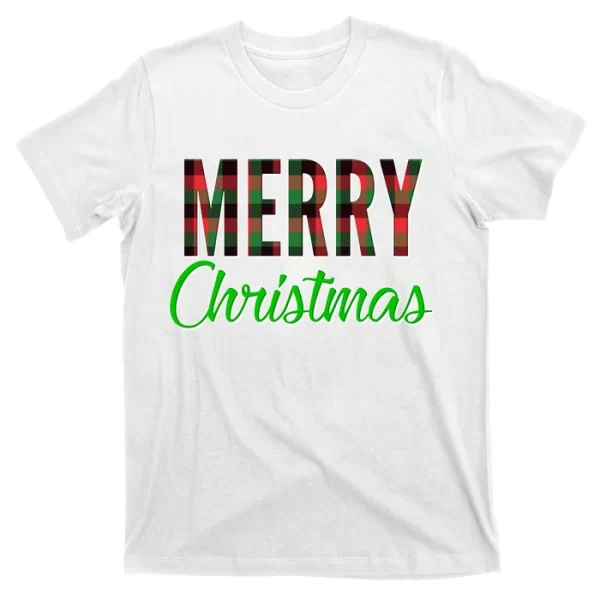 Merry Christmas Plaid T Shirt For Men, Christmas Shirt For Girl Jezsport.com