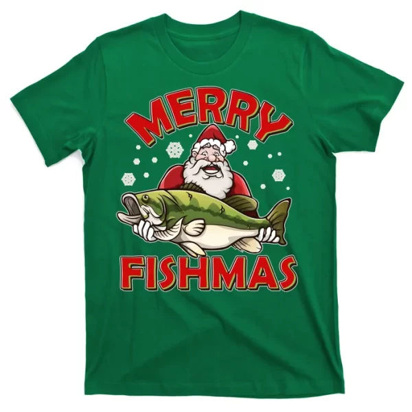 Merry Fishmas Christmas Fish Santa T Shirt For Men, Christmas Shirt For Girl Jezsport.com