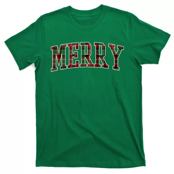 Merry Plaid Holiday Christmas T Shirt For Men, Christmas Shirt For Girl Jezsport.com