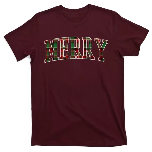 Merry Plaid Holiday Christmas T Shirt For Men, Christmas Shirt For Girl Jezsport.com