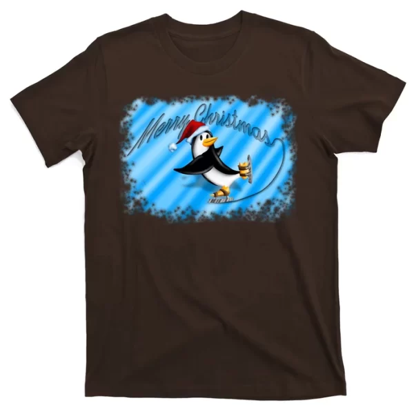 Penguin Skating Merry Christmas T Shirt For Men, Christmas Shirt For Girl Jezsport.com