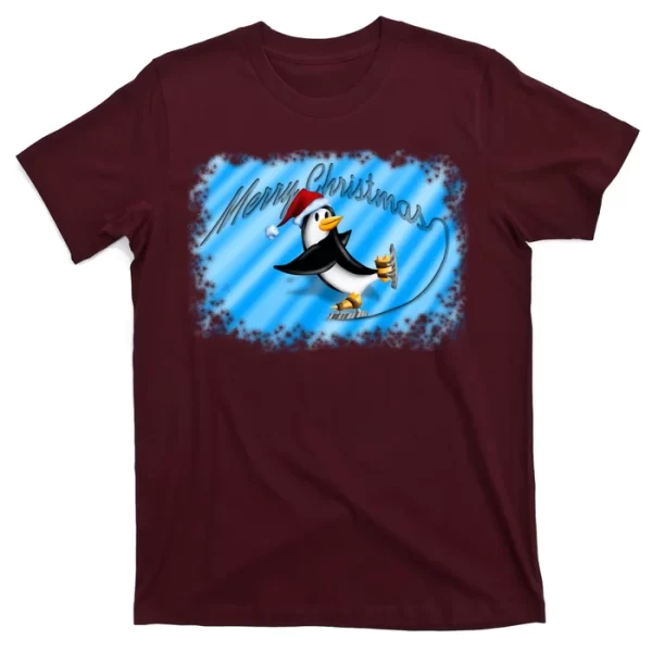 Penguin Skating Merry Christmas T Shirt For Men, Christmas Shirt For Girl Jezsport.com