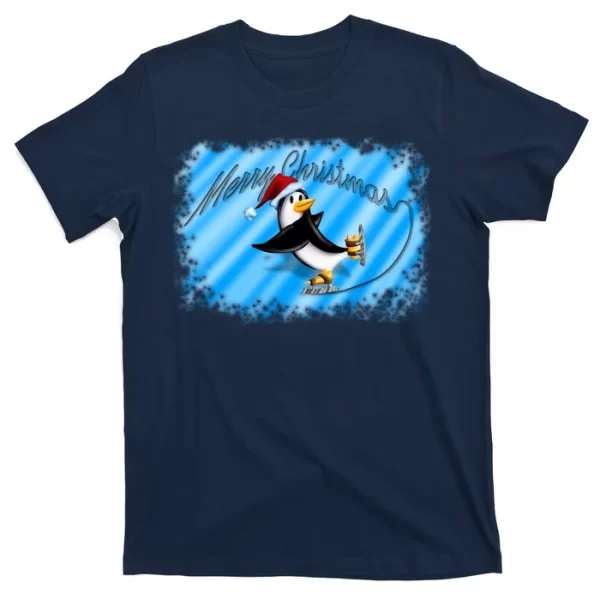 Penguin Skating Merry Christmas T Shirt For Men, Christmas Shirt For Girl Jezsport.com