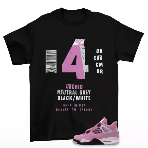 Sneaker Label Shirt Black to Match Jordan 4 Retro Orchid AQ9129-501 Jezsport.com