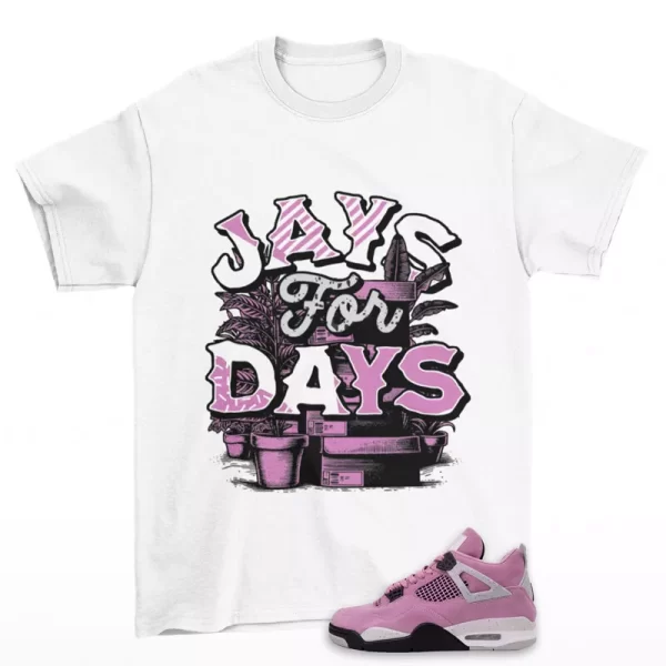 Stacked Sneaker Shirt White to Match Jordan 4 Retro Orchid AQ9129-501 Jezsport.com