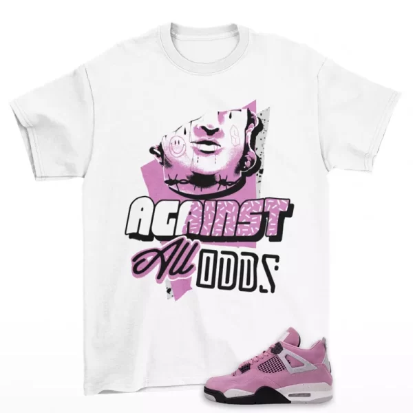 All Odds Sneaker Shirt White to Match Jordan 4 Retro Orchid AQ9129-501 Jezsport.com