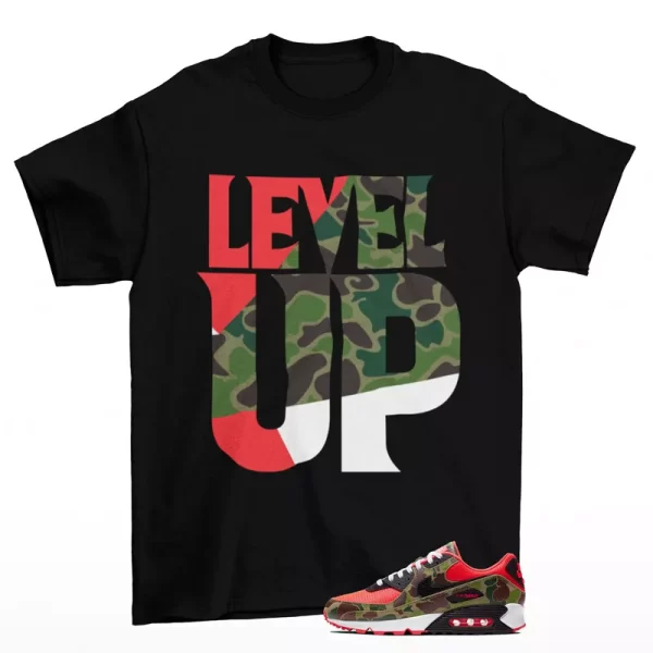 Level Up Sneaker Shirt Black to Match Air Max 90 Reverse Duck Camo CW6024-600 Jezsport.com