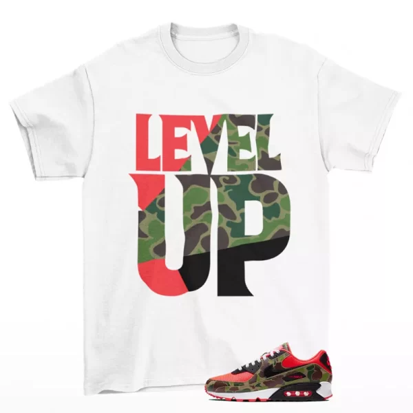 Level Up Sneaker Shirt White to Match Air Max 90 Reverse Duck Camo CW6024-600 Jezsport.com