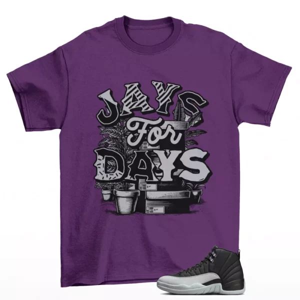 Stacked Shirt Purple to Match Jordan 12 Barons Wolf Grey CT8013-010 Jezsport.com