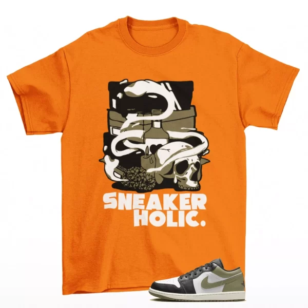 Sneaker Holic Shirt Orange to Match Jordan 1 Low Medium Olive 553558-092 Jezsport.com