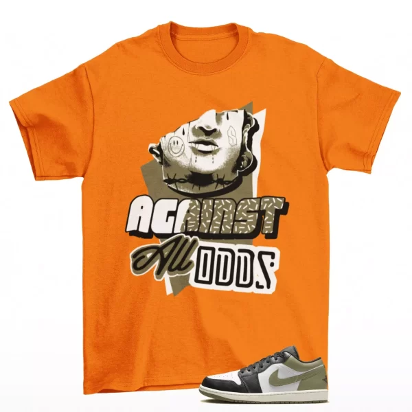 All Odds Sneaker Shirt Orange to Match Jordan 1 Low Medium Olive 553558-092 Jezsport.com