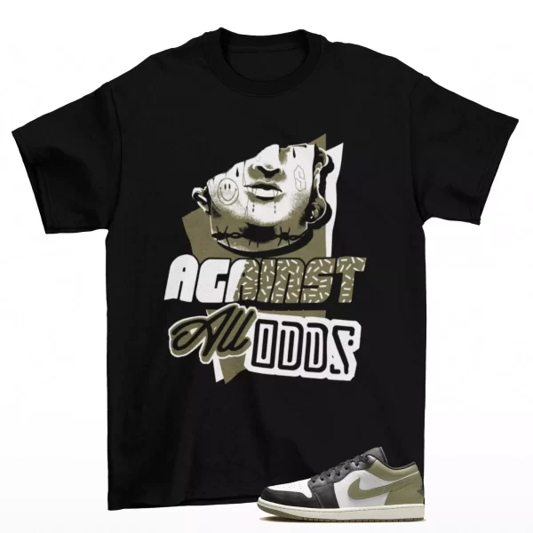 All Odds Sneaker Shirt Black to Match Jordan 1 Low Medium Olive 553558-092 Jezsport.com